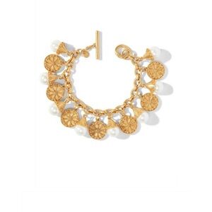 NEW JULIE VOS meridian charm bracelet in pearl & gold. Approximately 7.5 inches
